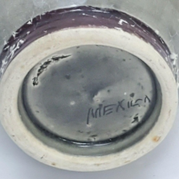 VTG Mexican Pottery Vase 6" Handmade Small Gray Bird Flowers Mexico Mid Century - Picture 7 of 7